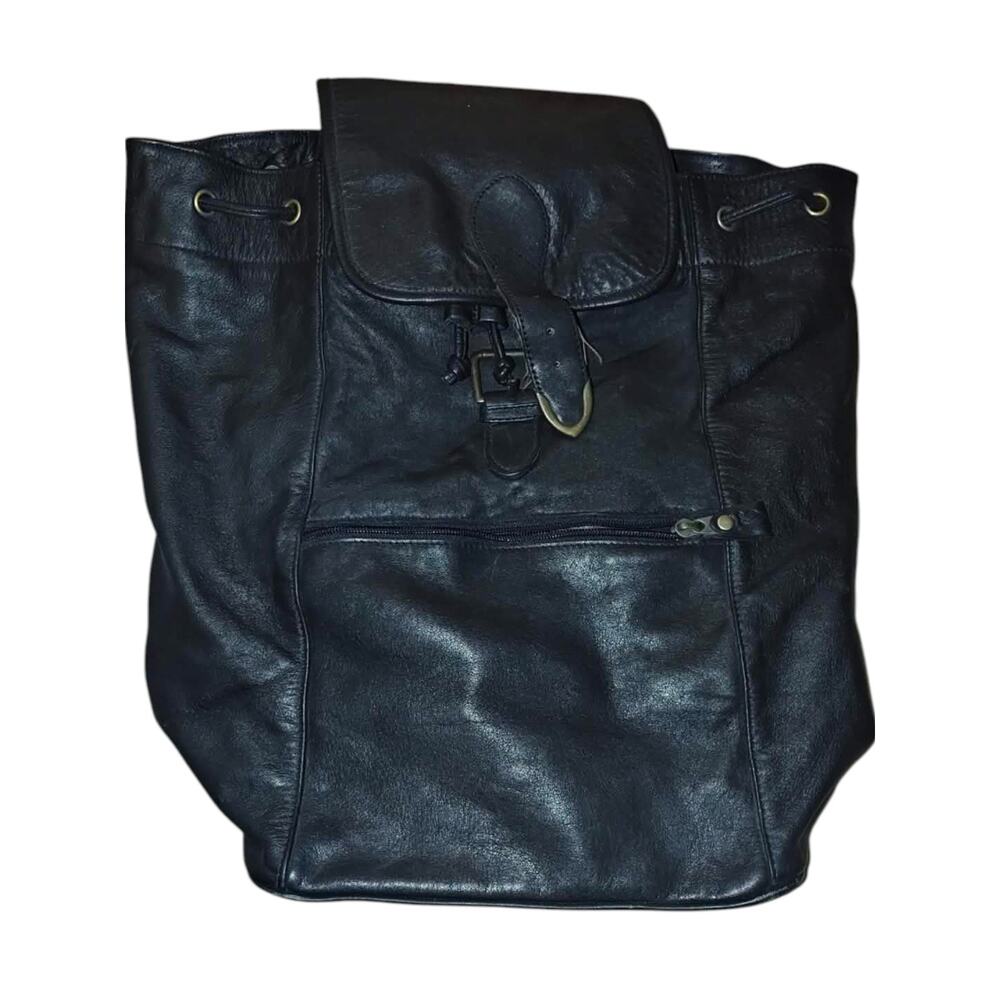 Vintage 90's Black Genuine Leather Virginia Slims Backpack Tote
